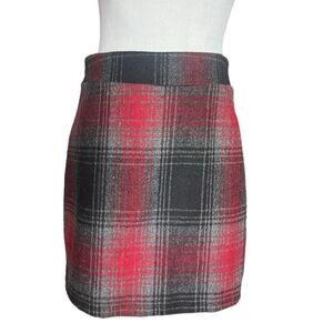 Womens Yessica Wool Blend Nordic Plaid Side Zip Mini Skirt - Sz XS